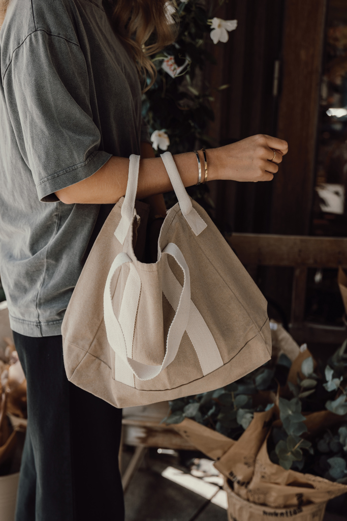 beige Bolsa playa BEAU AWARE™ lona reciclada 400 g/m² asa lateral
