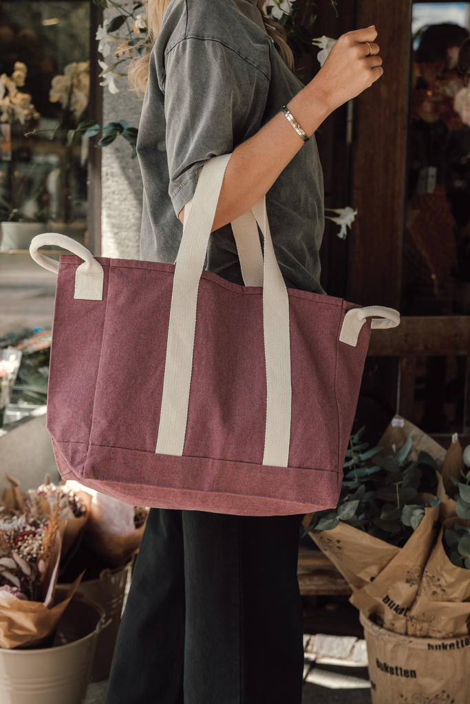 maroon Bolsa playa BEAU AWARE™ lona reciclada 400 g/m² asa lateral