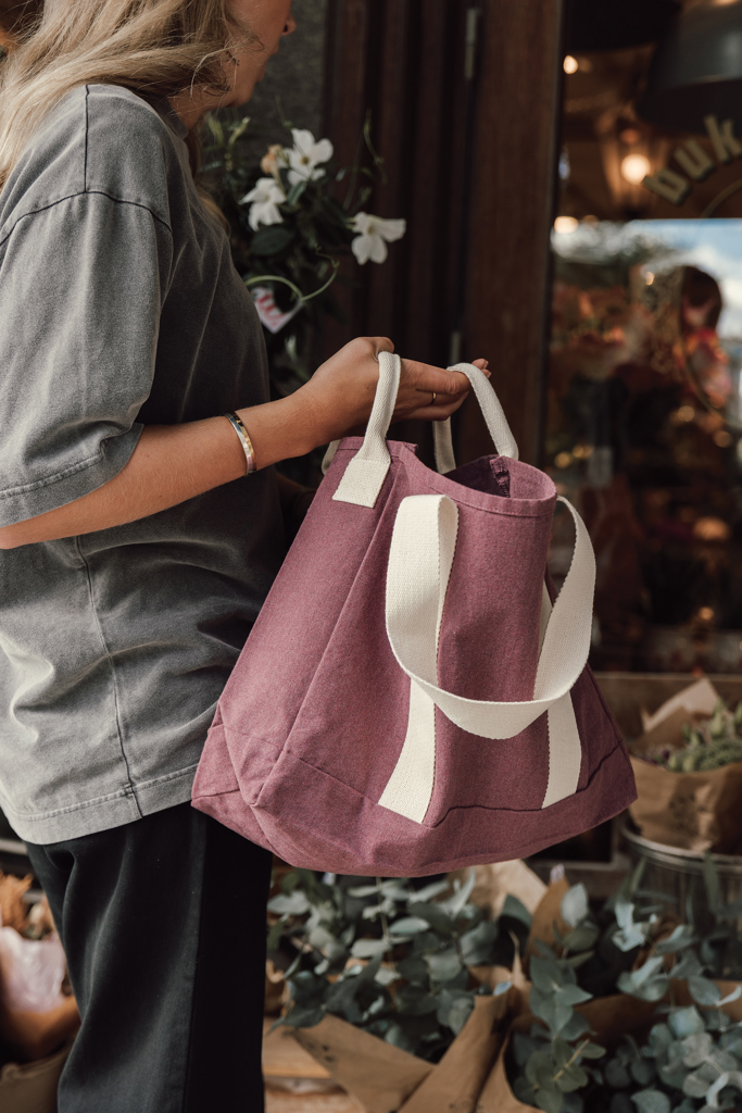 maroon Bolsa playa BEAU AWARE™ lona reciclada 400 g/m² asa lateral