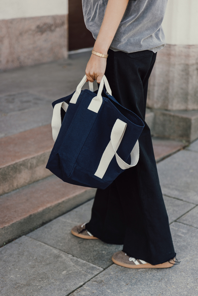 azul marino Bolsa playa BEAU AWARE™ lona reciclada 400 g/m² asa lateral