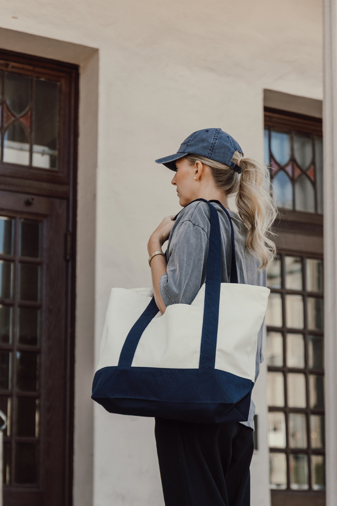 Sac cabas 350gsm en coton recyclé AWARE™ SHOP LOCAL