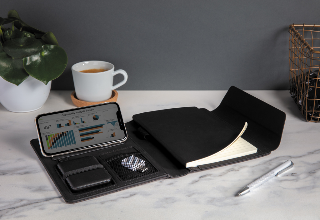 Picture of Fiko wireless charging A5 portfolio with powerbank