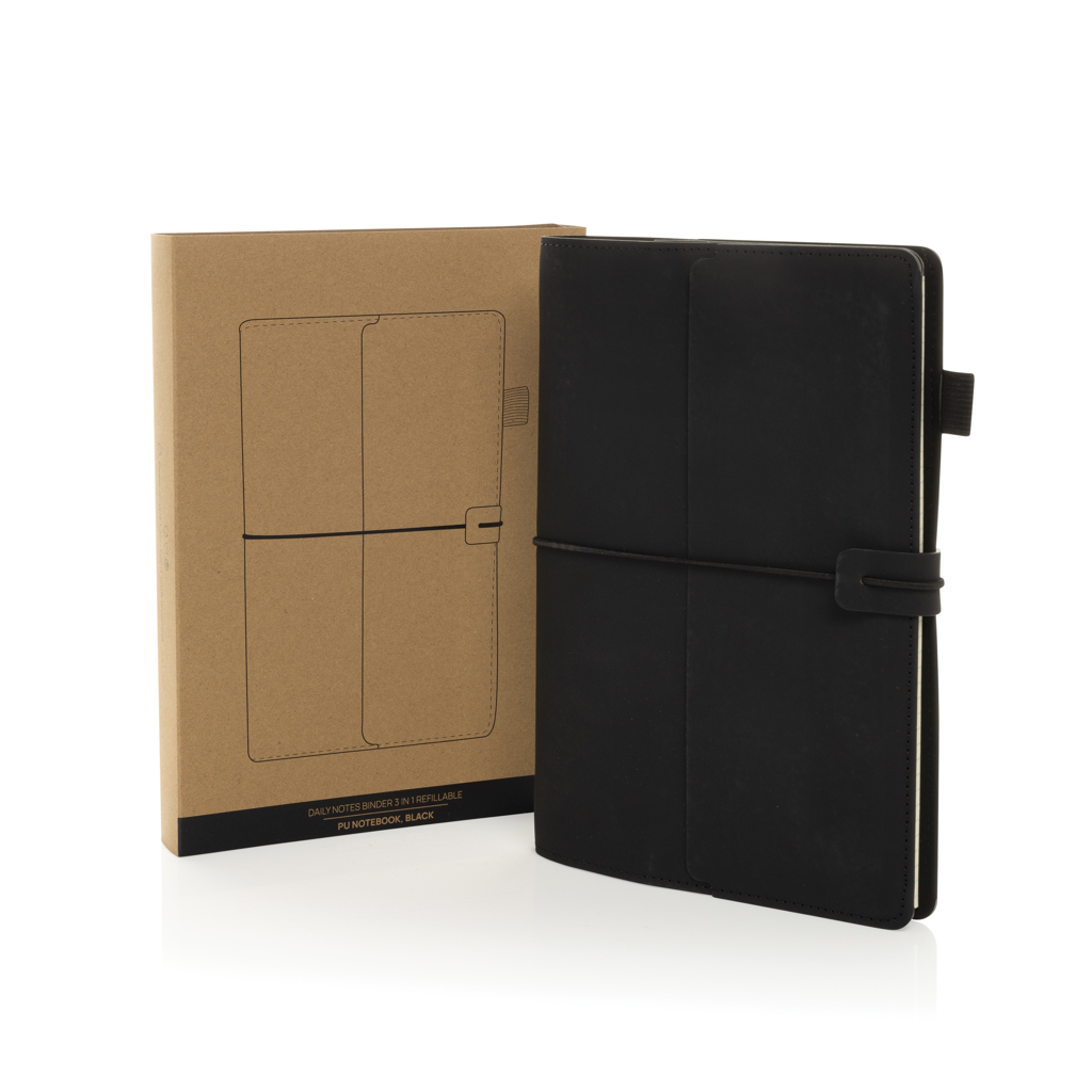 Carnet de notes 3 en 1 rechargeable en PU Daily Notes Binder
