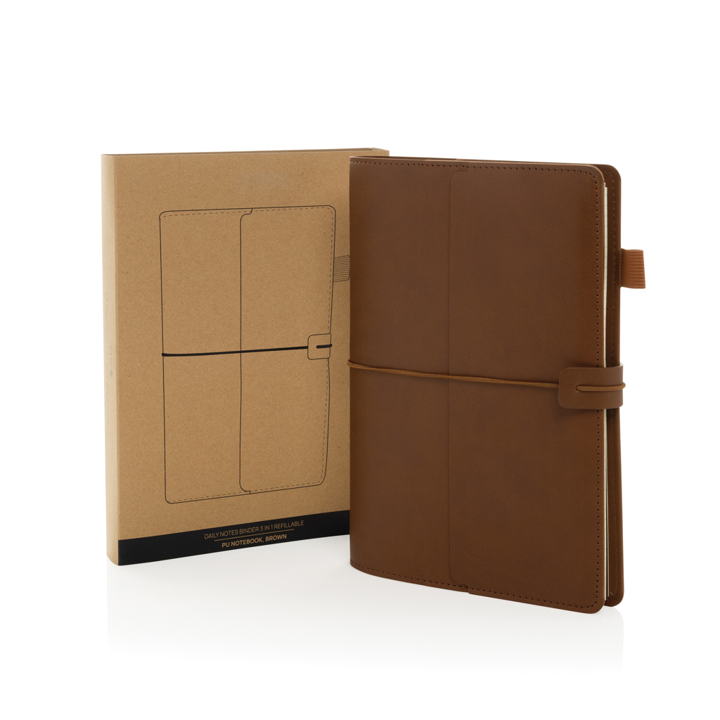 Carnet de notes 3 en 1 rechargeable en PU Daily Notes Binder