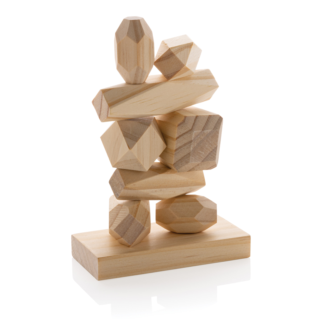 Ukiyo Crios wooden balancing rocks in pouch