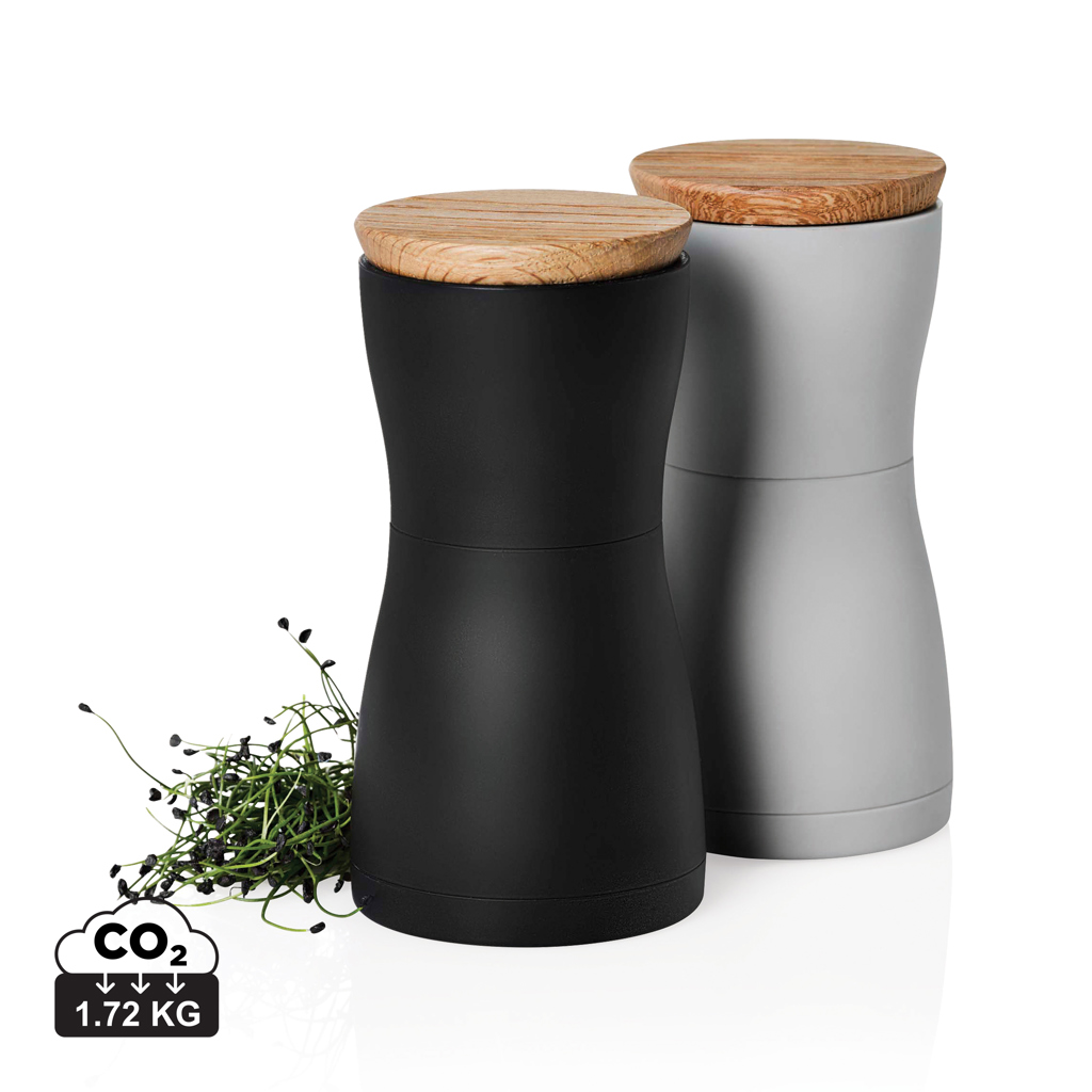 TWIN SALT modernus druskos ir pipirų malūnėlių rinkinys — Juoda