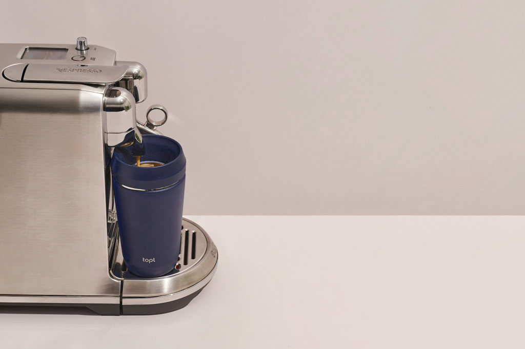 Taza Topl To Go de acero reciclado con tapa patentada 360