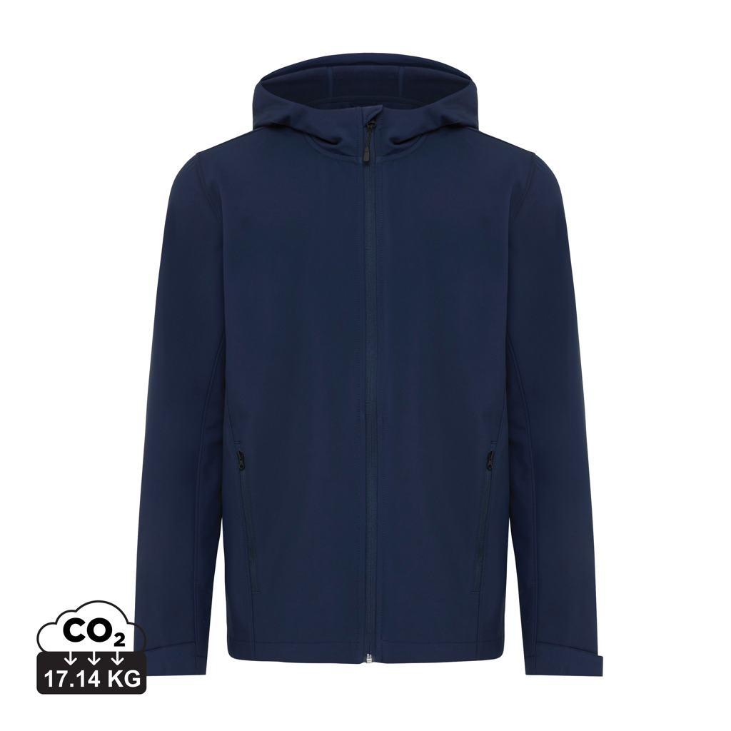 Iqoniq Makalu herre softshelljakke i genanvendt polyester, marine bl&#229;