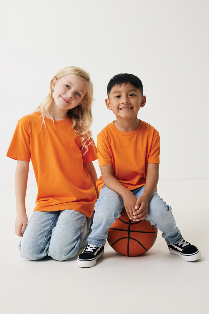 naranja IQONIQ Koli Camiseta Infantil Light Weight Algodón Reciclado