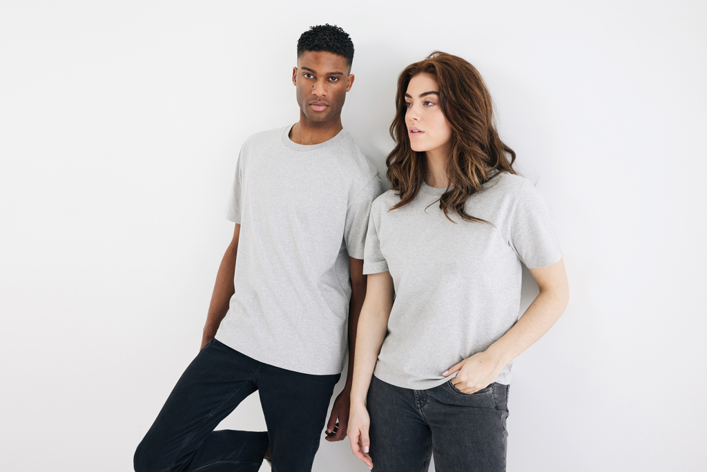 heather grey IQONIQ Teide Camiseta Boxy Fit Algodón Reciclado