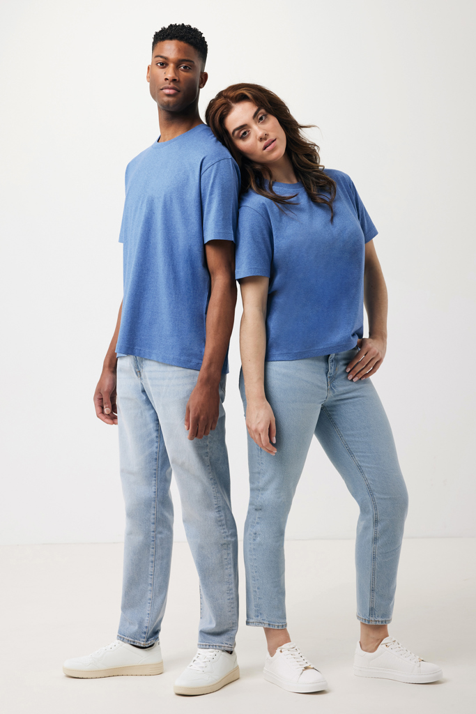 heather blue IQONIQ Teide Camiseta Boxy Fit Algodón Reciclado
