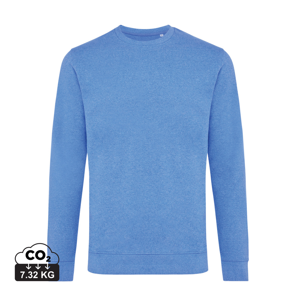 Iqoniq Denali Crew neck i ufarvet genanvendt bomuld, heather blue