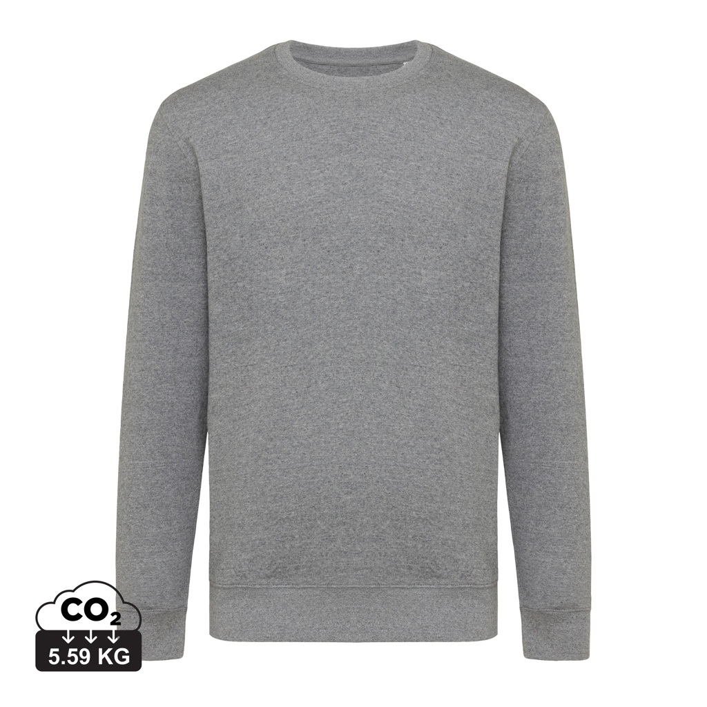 Iqoniq Etosha crew neck i letvægts genanvendt bomuld, umalet lys antracit