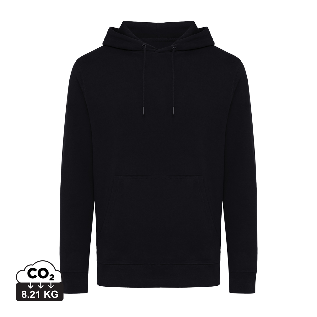 Iqoniq Rila letvægts hoodie i genanvendt bomuld, sort