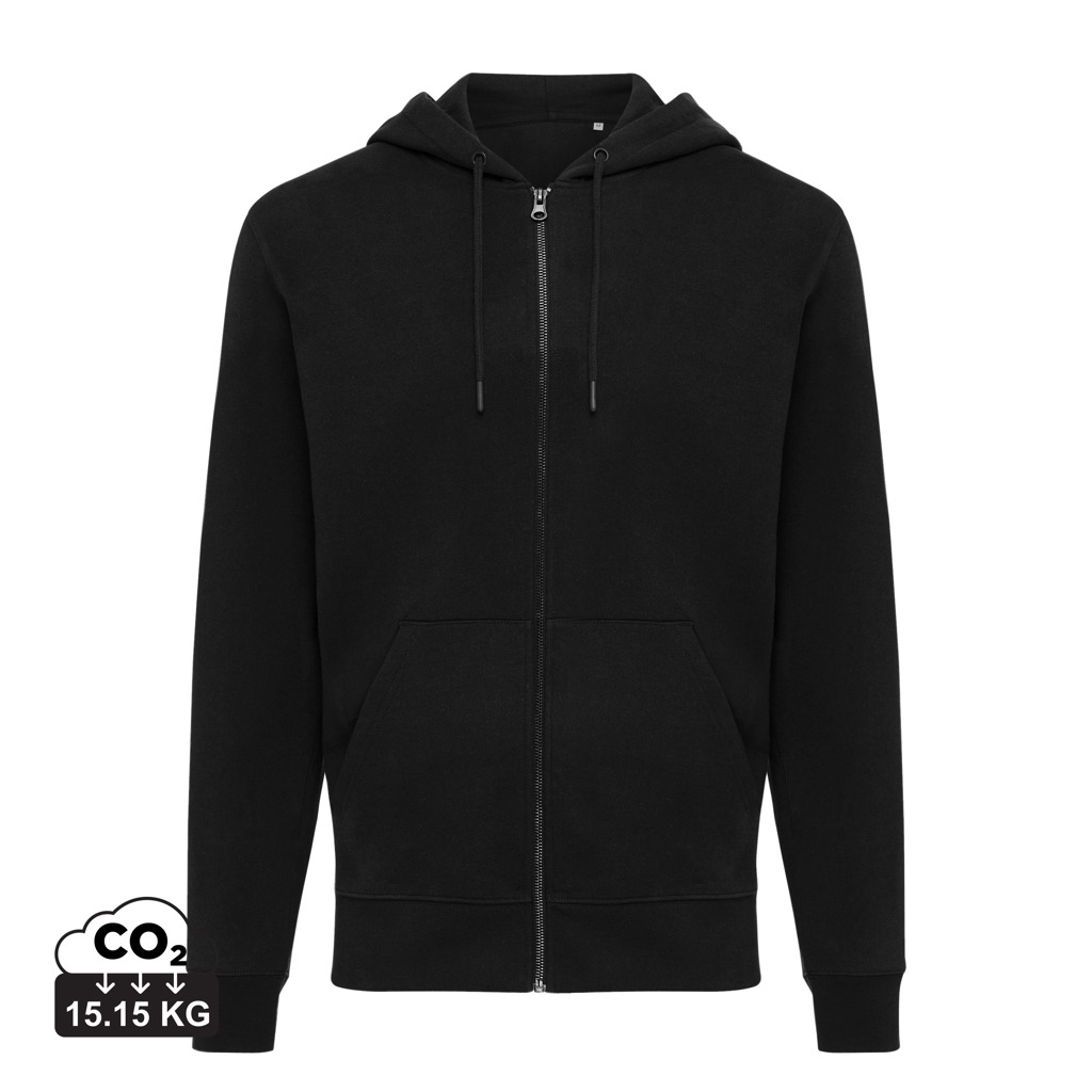 Iqoniq Abisko hoodie med lynl&#229;s i genanvendt bomuld, sort