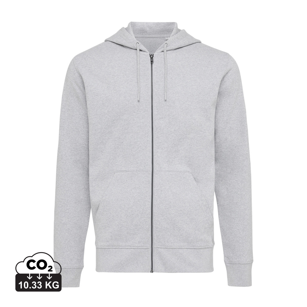Iqoniq Abisko hoodie med lynl&#229;s i genanvendt bomuld, heather grey