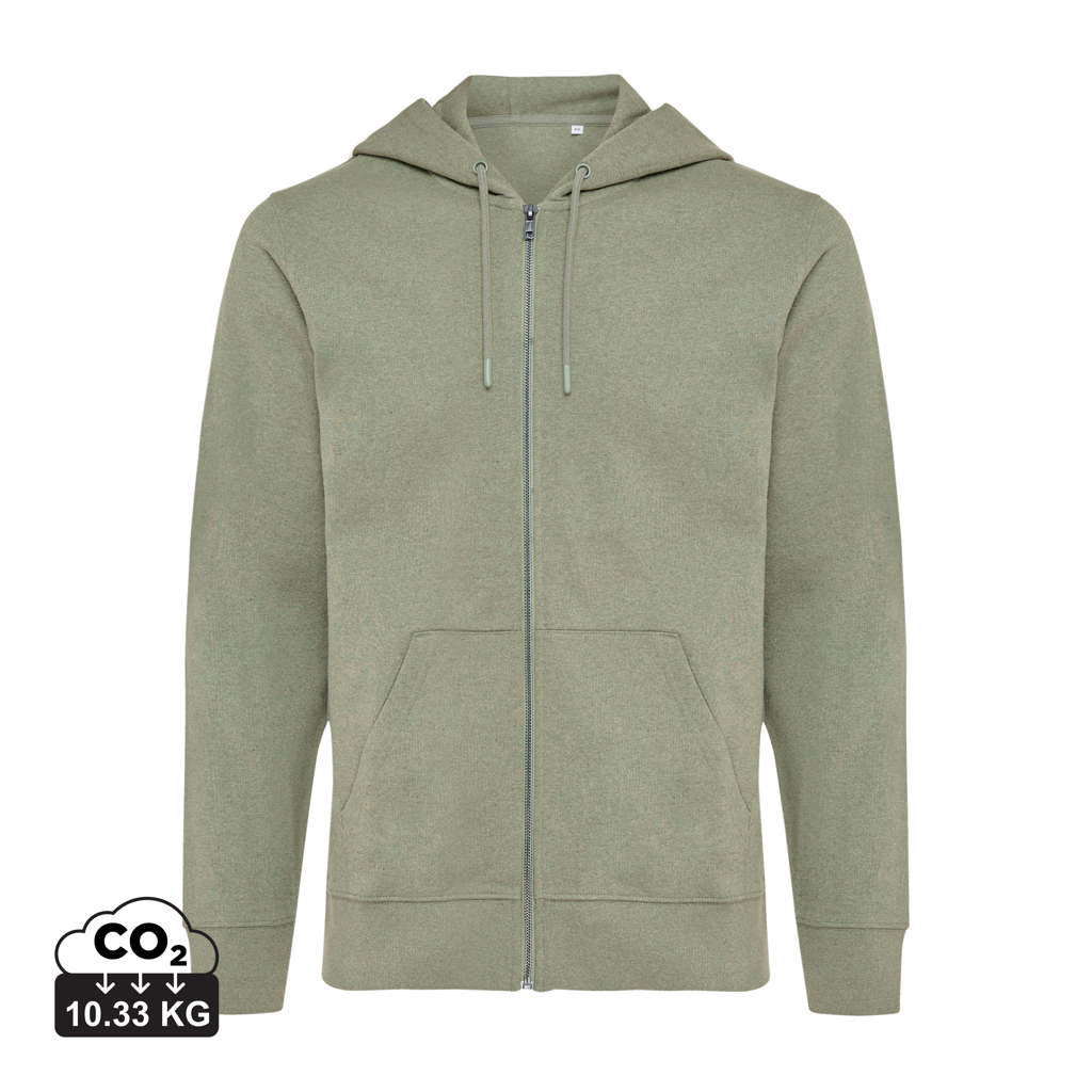 Iqoniq Abisko hoodie med lynl&#229;s i genanvendt bomuld, heather green