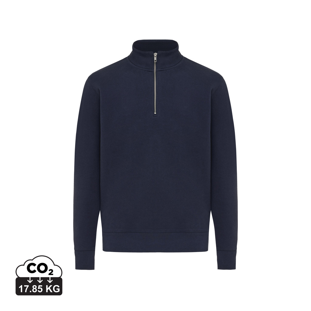 azul marino IQONIQ Elgon Sudadera Media Cremallera Algodón Reciclado