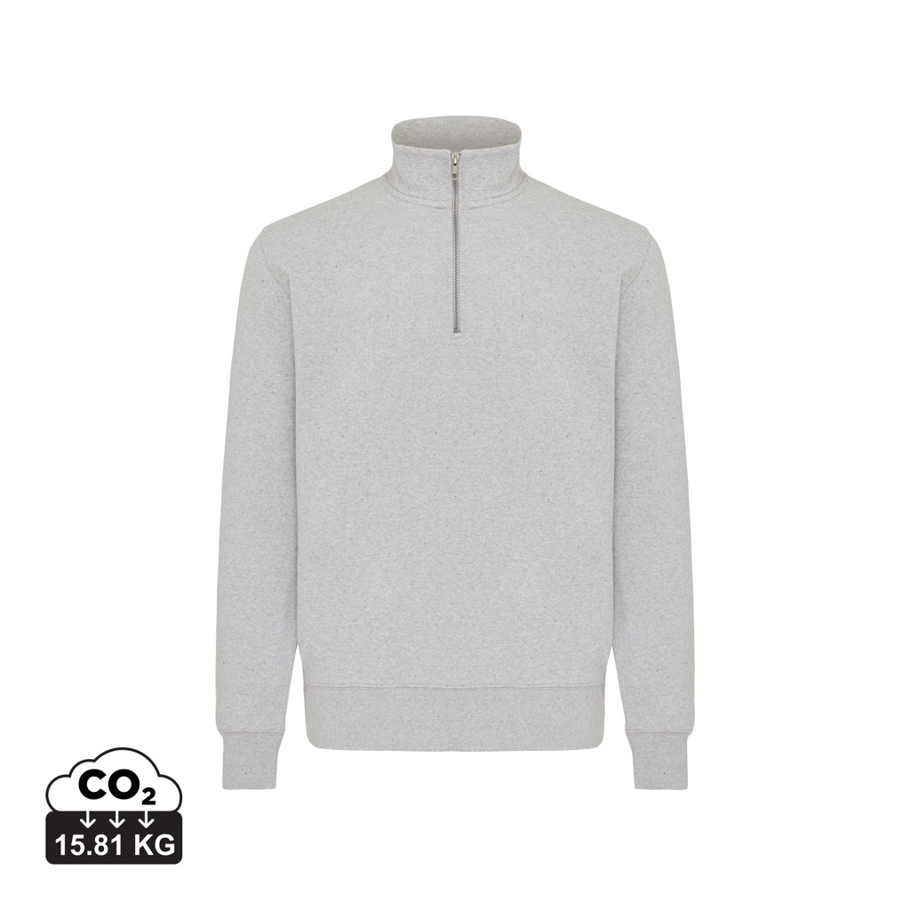 light heather grey IQONIQ Elgon Sudadera Media Cremallera Algodón Reciclado